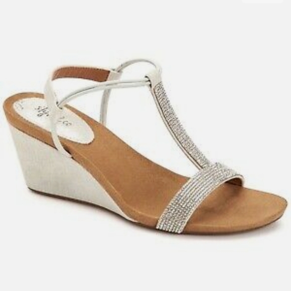Style & Co. Shoes - Style & Co Mulan Embellished Wedge Sandals Powder -9.5